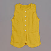 Linen Front Button Sleeveless Top